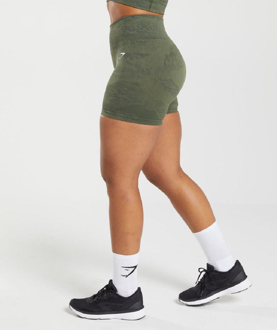 Pantalones Cortos Gymshark Adapt Camo Seamless Mujer Verde Oliva Verde Oliva | CO 2737PJJ